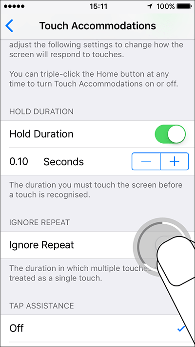 Touch Accommodations – iPhone/iPad/iPod Touch iOS 10, iOS 11 Fig 4