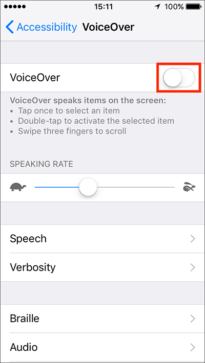 VoiceOver – iPhone/iPad/iPod Touch iOS 12 Fig 2
