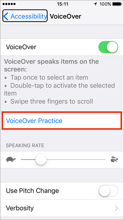 VoiceOver – iPhone/iPad/iPod Touch iOS 10 Fig 3