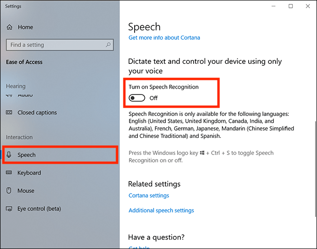 windows 10 speech to text word