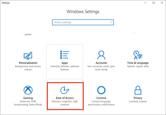 Windows – How to open the Ease of Access Settings Fig 3