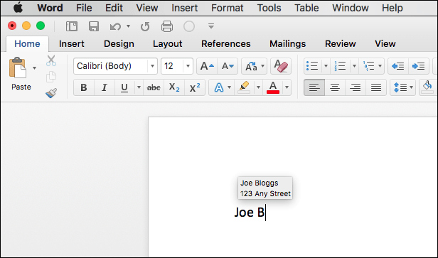 Word for Office 365 - Typing less (macOS) Fig 7