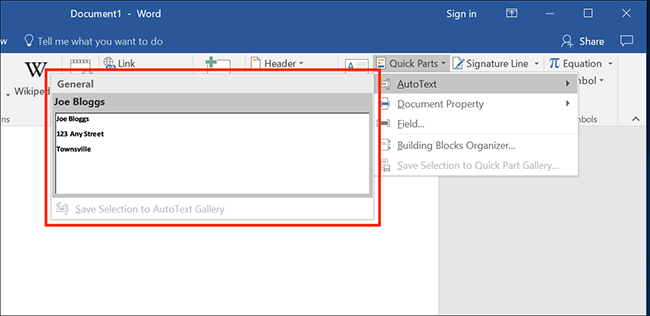 Word for Office 365 - Typing less (Windows) Fig 11