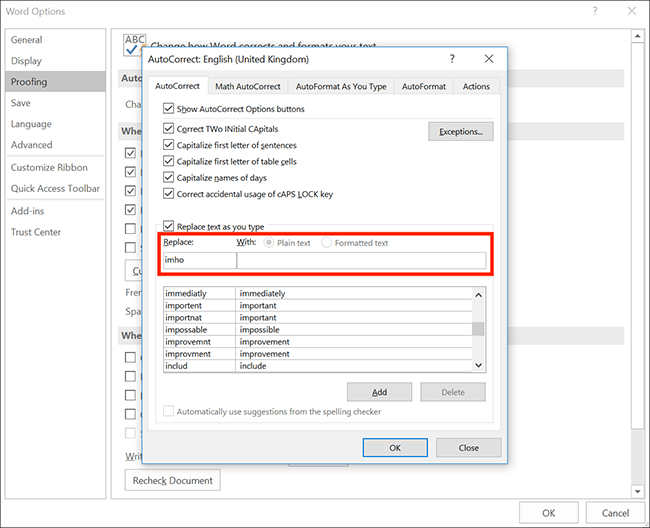 Word for Office 365 - Typing less (Windows) Fig 5