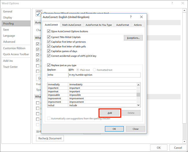 Word for Office 365 - Typing less (Windows) Fig 6