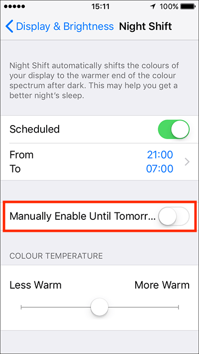 How to reduce blue light intensity on iPhone/iPad/iPod Touch iOS