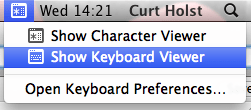 The Keyboard icon in the right of the menu bar.