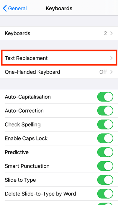 Tap Text Replacement