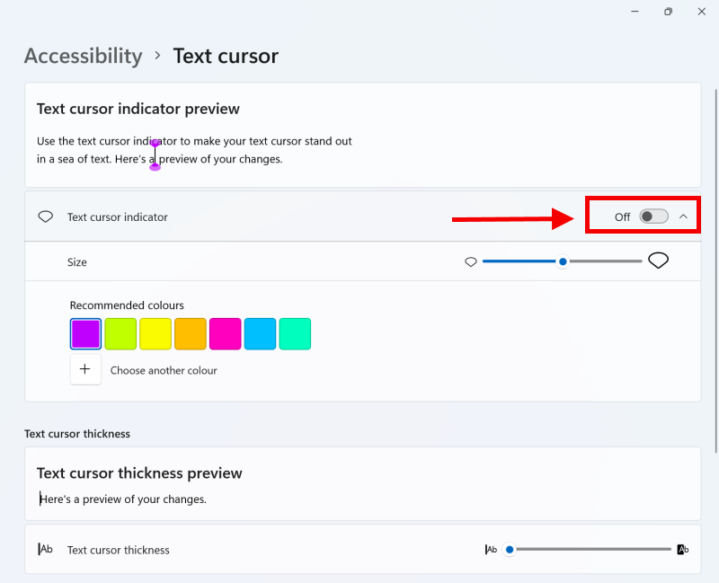 Change Text Cursor Indicator Color in Windows 11 Tutorial