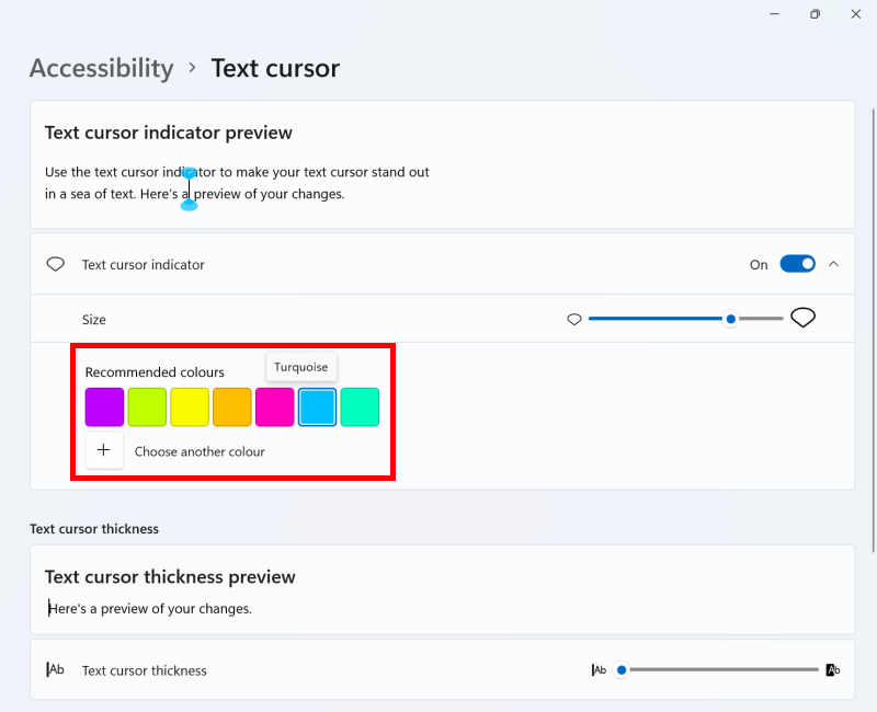 Change Text Cursor Indicator Color in Windows 11 Tutorial