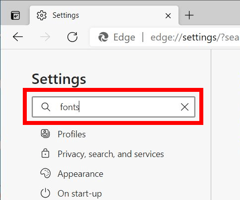 Type Fonts into the search box in the top left
