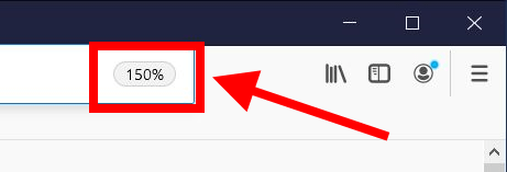 Click the zoom percentage in the address bar to reset the text size
