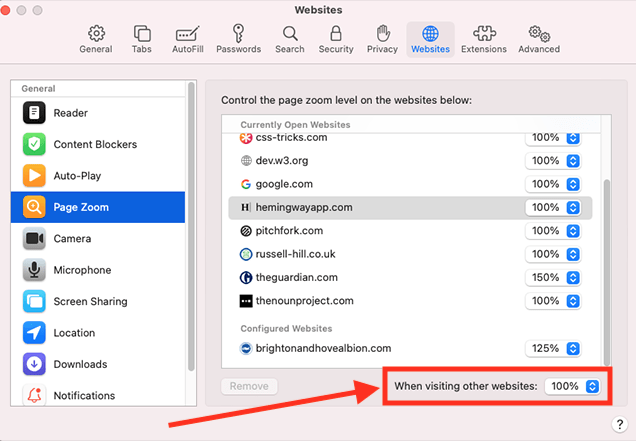 how to zoom out safari mac