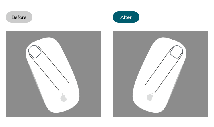 Illustrations showing the primary mouse button before and after the settings have been changed