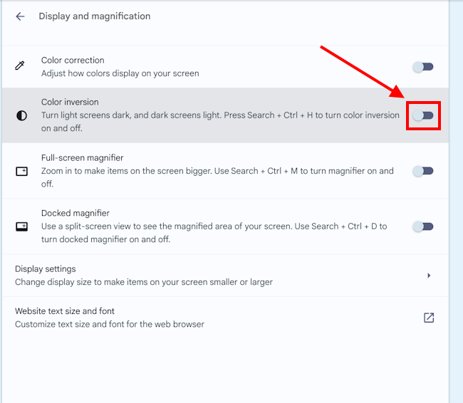 Inverted colors in chrome browser, how do I fix? - Chromebook