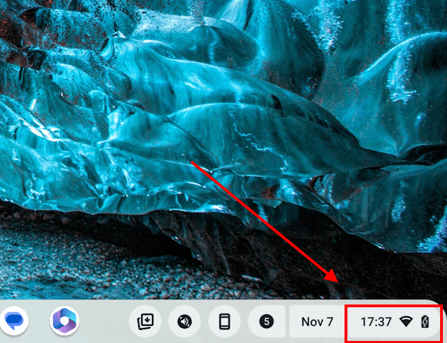 Click the Time widget in the bottom-right corner of the screen