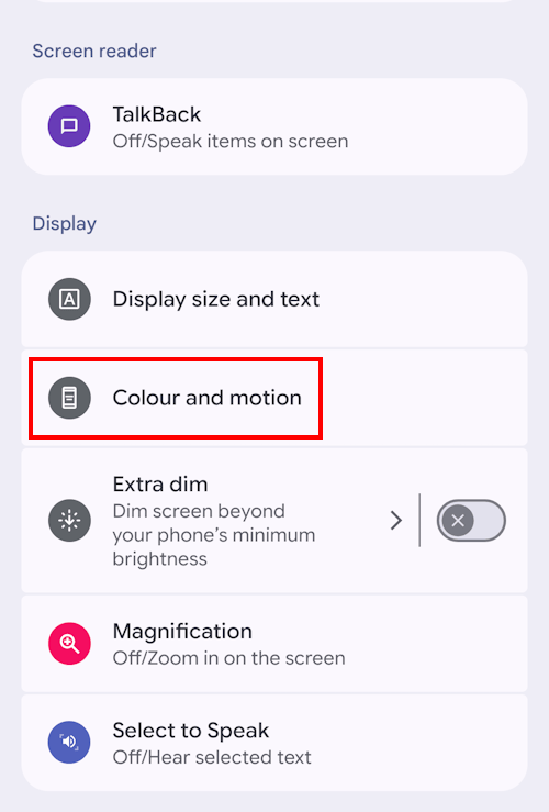 Tap Colour and motion