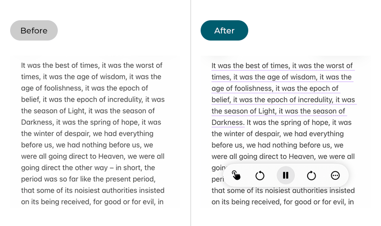The iOS Notes app with and without Speak Screen enabled