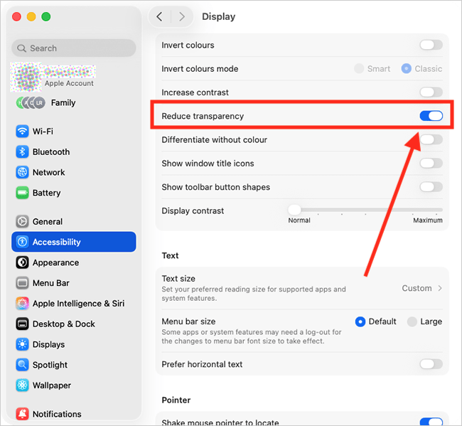 How to reduce transparency effects in macOS 26 Tahoe | AbilityNet